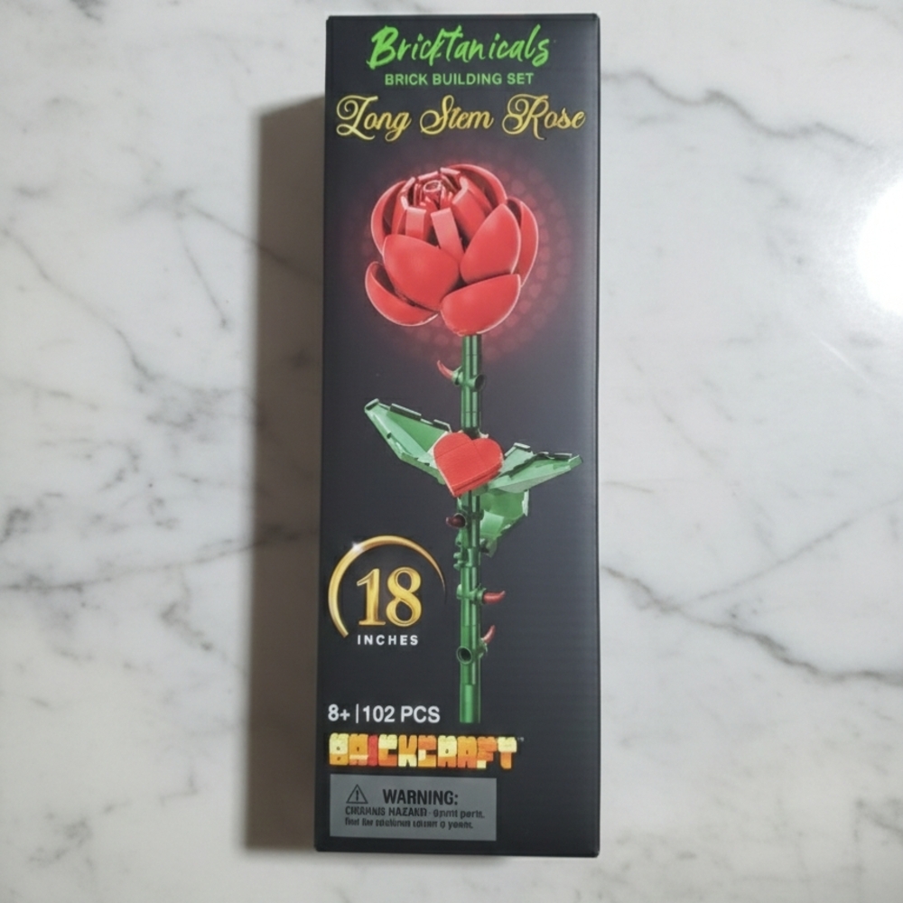 Brick Building Long Stem Rose Set